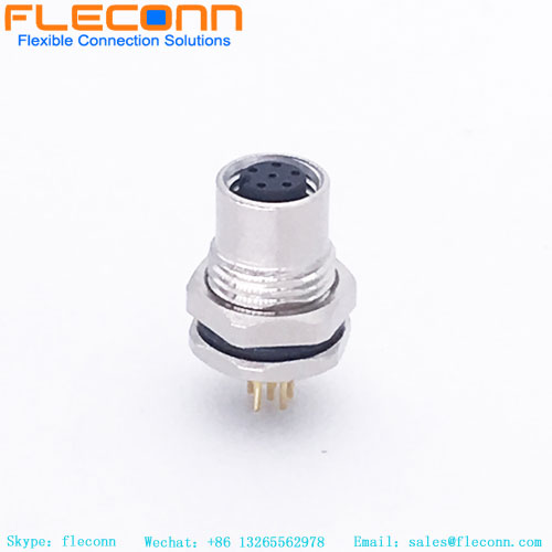 6-poliger M8-Leiterplattensteckverbinder für Frontplattenmontage