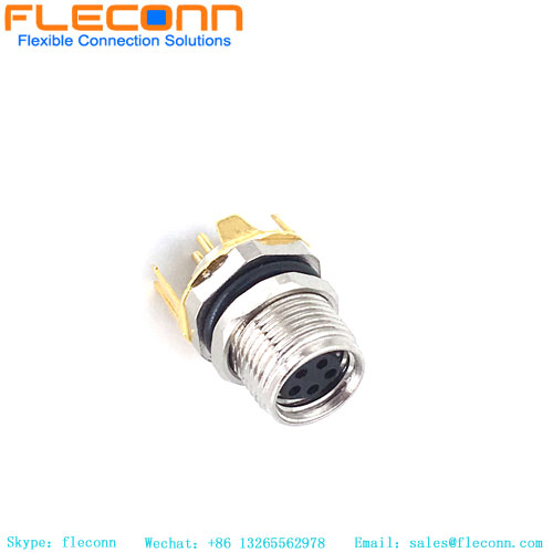 5-poliger M8-Steckverbinder für Leiterplattenmontage mit Schirmhalter