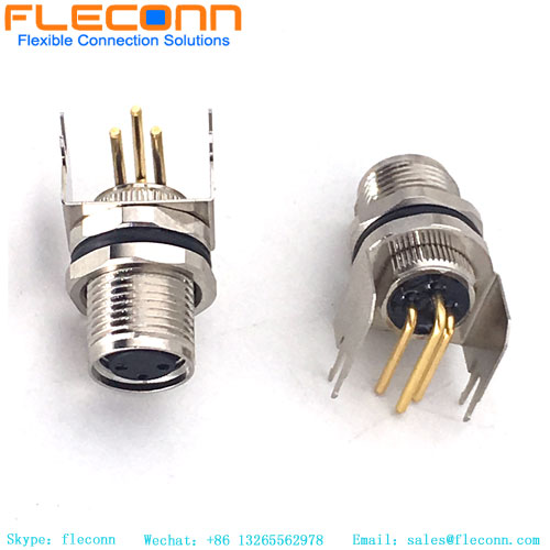 M8 3-poliger Steckverbinder für Leiterplattenmontage, 90 Grad rechtwinklige Stifte