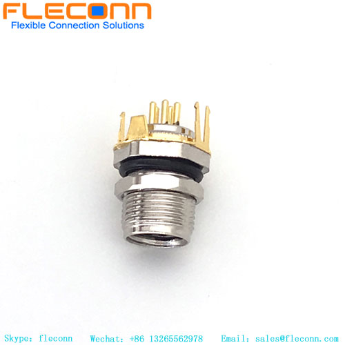 5-poliger M8-Steckverbinder für Leiterplattenmontage mit Schirmhalter