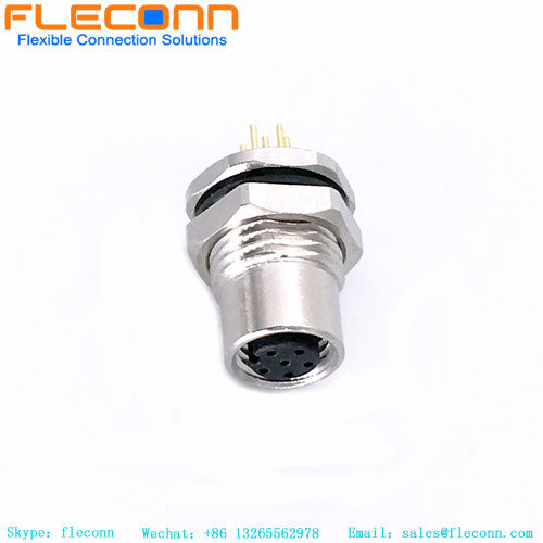 6-poliger M8-Leiterplattensteckverbinder für Frontplattenmontage