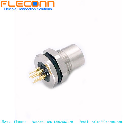 6-poliger M8-Leiterplattensteckverbinder für Frontplattenmontage