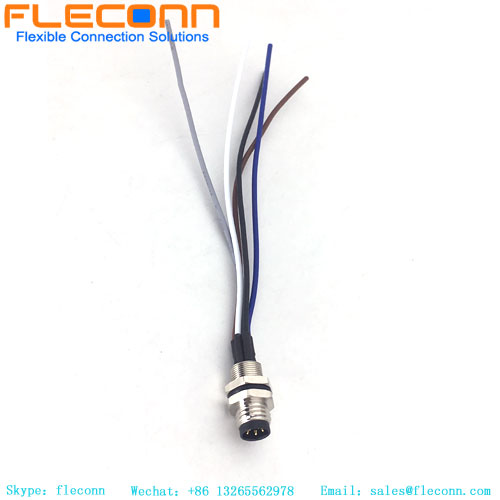 5-poliger M8-B-Code-Steckverbinder für Frontplattenmontage mit gelöteten Drahtlitzen