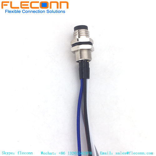 5-poliger M8-B-Code-Steckverbinder für Frontplattenmontage mit gelöteten Drahtlitzen