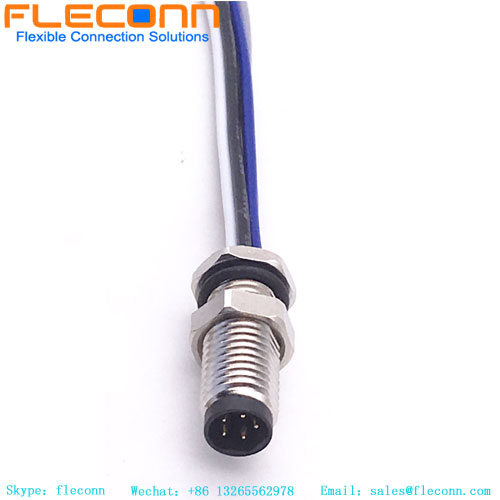 Kundenspezifischer 5-poliger M8-Stecker für die Schalttafelmontage mit Drahtleitungen