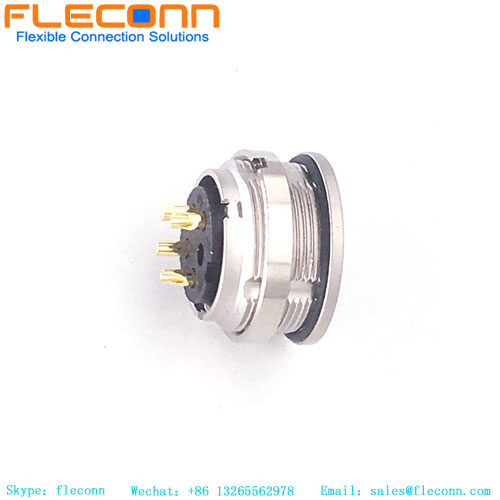 M16 A-kodierter Einbausteckverbinder mit 4 Kontakten, rückseitige Montage