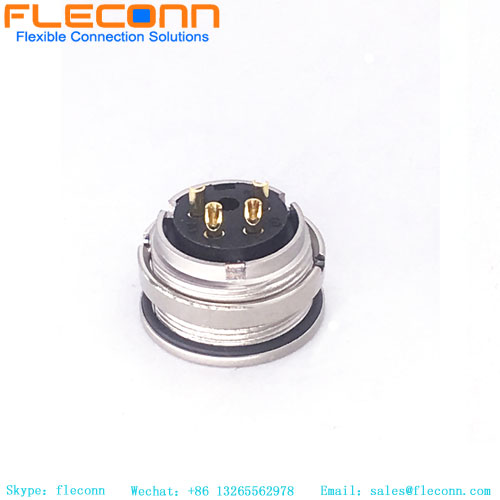 M16 A-kodierter Einbausteckverbinder mit 4 Kontakten, rückseitige Montage