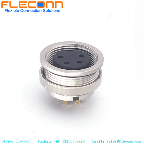 M16 A-kodierter Einbausteckverbinder mit 4 Kontakten, rückseitige Montage