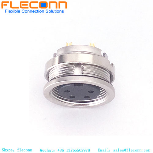 M16 A-kodierter Einbausteckverbinder mit 4 Kontakten, rückseitige Montage