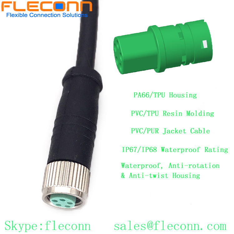 M8 B-Kodierung 5-poliges Buchsenkabel, wasserdichtes IP67-Kabel für Elektrofahrräder und Motorräder