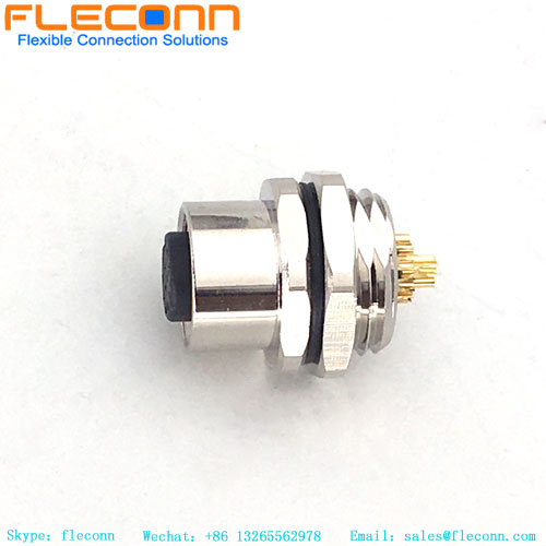 M12 12-Pin-Buchse für Panelmontage, hinteres Befestigungsgewinde