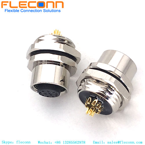 M12 A-Code 12-poliger Steckverbinder für Panelmontage