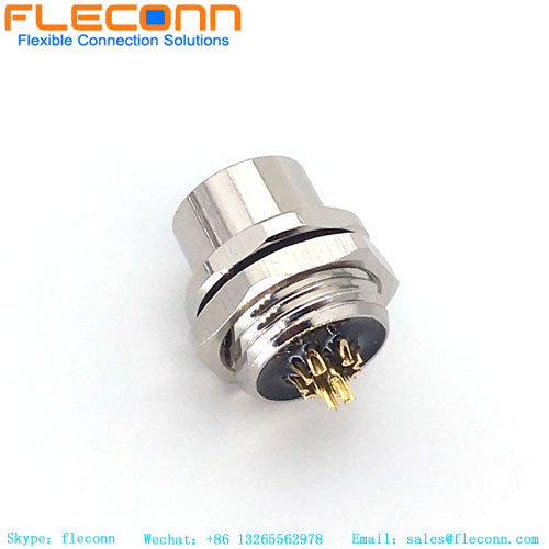 M12 8-poliger Steckverbinder für die Schalttafelmontage mit rückseitigem Befestigungsgewinde