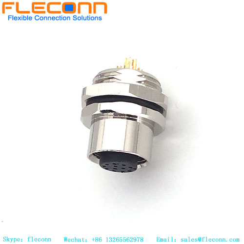 M12 8-poliger Steckverbinder für die Schalttafelmontage mit rückseitigem Befestigungsgewinde