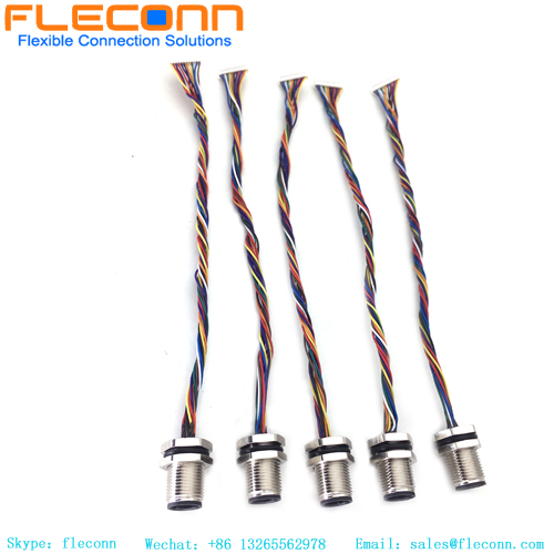12-poliger M12-Stecker für Panelmontage mit Molex 510211200-Steckerkabelbaum