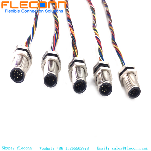 12-poliger M12-Stecker für Panelmontage mit Molex 510211200-Steckerkabelbaum