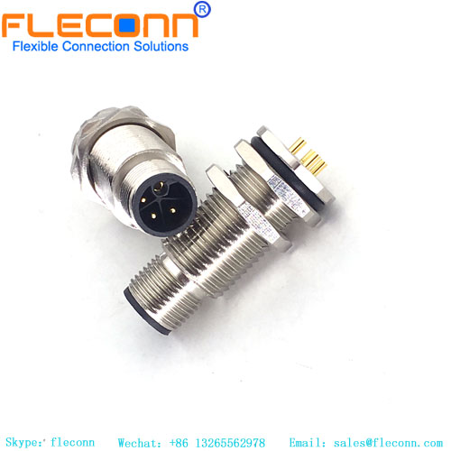 M12-Stromanschluss, L-kodiert, 5-poliger Stecker für Panelmontage