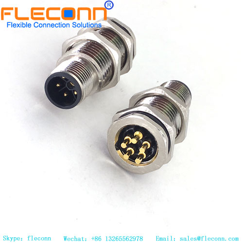 M12-Stromanschluss, L-kodiert, 5-poliger Stecker für Panelmontage