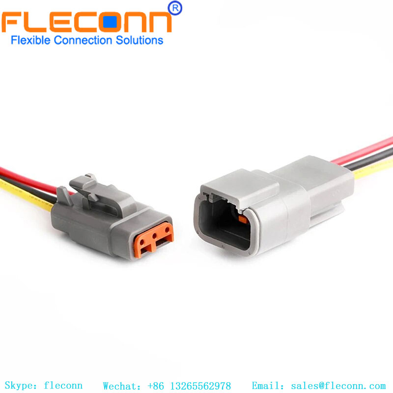 Deutsch 3-poliger abgedichteter Kfz-Elektrostecker, wasserdichter Steckverbinder, Kabelbaum, DTM-Serie, DTM06-3S, DTM04-3P