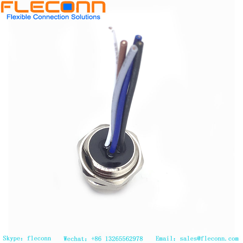 M12 5-poliger A-kodierter Panelmontage-Stecker mit Kabel