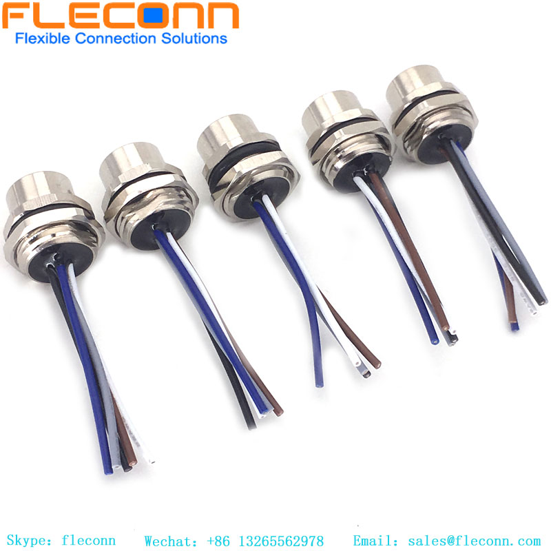 M12 5-poliger A-kodierter Panelmontage-Stecker mit Kabel