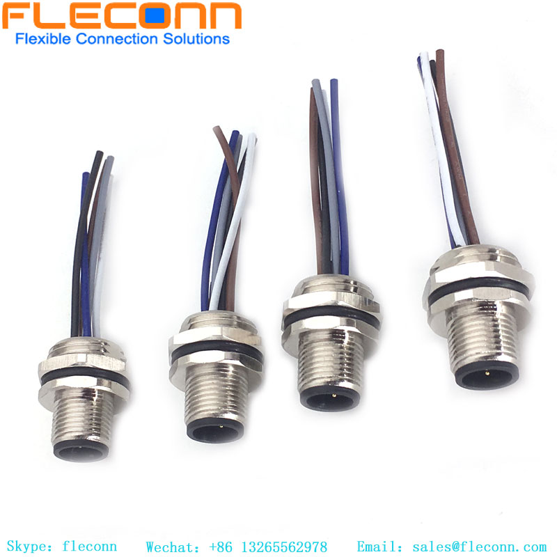 M12 5-poliger Stecker für die Frontmontage mit Kabel