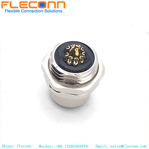 M12 A-kodierter 12-poliger Buchsenstecker, Panelmontagetyp, rückseitig verriegelbarer Stecker