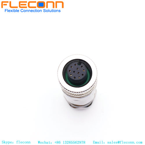 M12 A-kodierter 12-poliger gerader Buchsenstecker