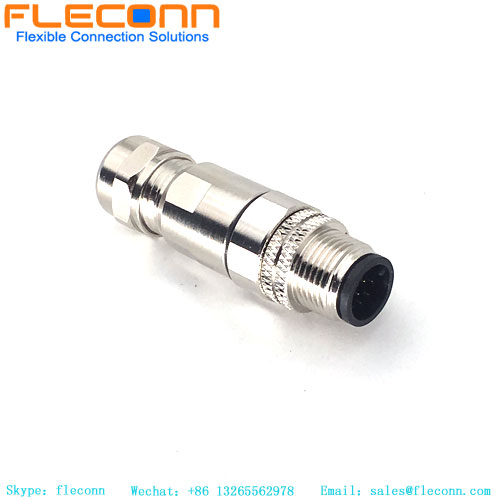 M12 12-poliger Stecker, ein codierter wasserdichter Metallgehäuse-Stecker