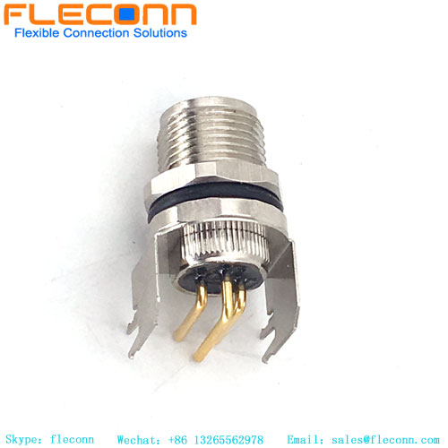 M8 3-poliger Steckverbinder für Leiterplattenmontage, 90 Grad rechtwinklige Stifte