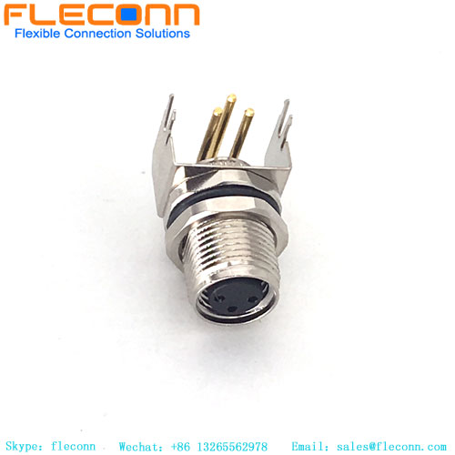 M8 3-poliger Steckverbinder für Leiterplattenmontage, 90 Grad rechtwinklige Stifte