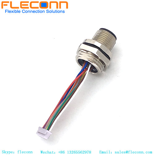 M12-Einbausteckverbinder, A-Code, 8-polig, mit vormontiertem Kabel-Pigtail