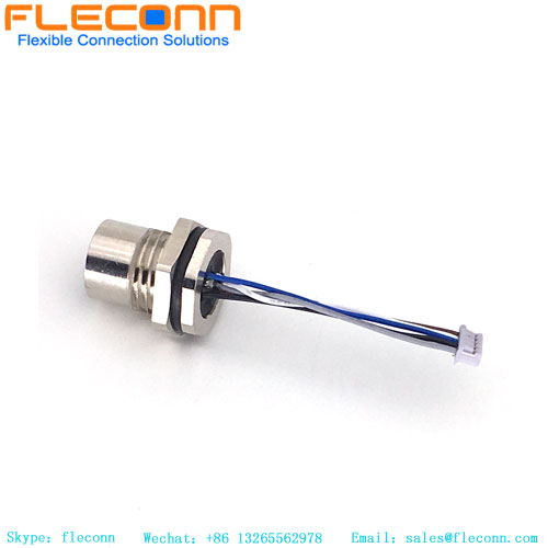 M12 A-Code, 5-poliger Steckverbinder für die Rückwandmontage mit Kabel für die Fabrikautomation