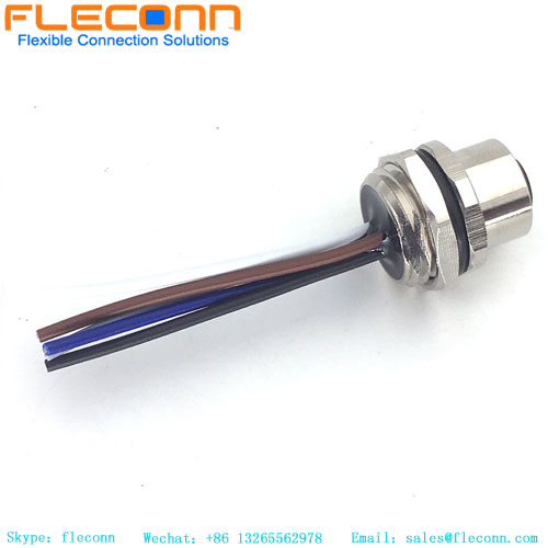 IP67 Wasserdichter M12 A-kodierter elektrischer Rundstecker, 4-polige Buchse, abgeschirmtes, geformtes Sensorkabel