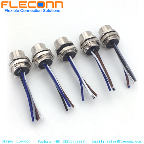 IP67 Wasserdichter M12 A-kodierter elektrischer Rundstecker, 4-polige Buchse, abgeschirmtes, geformtes Sensorkabel