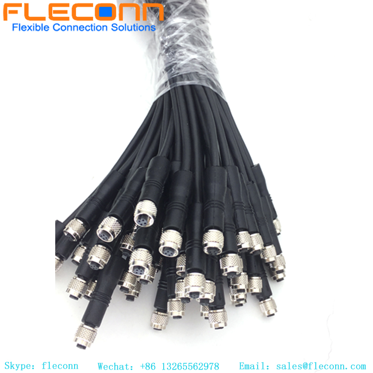 IP68 Wasserdichtes M5-2-, 3- und 4-poliges Sensorkabel mit Buchse, geformte Kabelbaugruppen