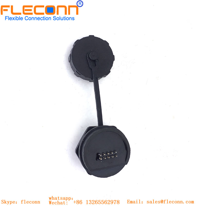 RJ45-Rundsteckverbinder für die Panelmontage mit Staubschutz RJ45 round panel mount connector with dust cover