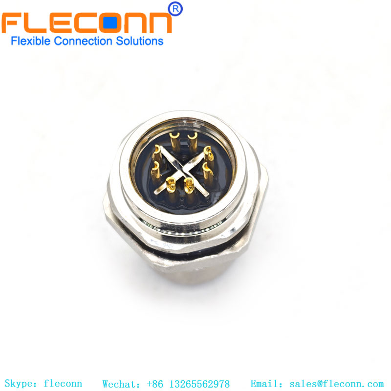 M12 A-Code, 5-poliger Steckverbinder für die Rückwandmontage mit Kabel für die Fabrikautomation